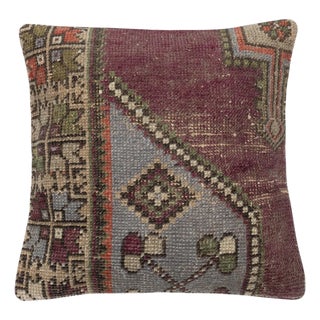 20"x20" Hand-knotted Wool Rug Cushion Cover. Vintage Throw Pillow. Home Gift For Sale