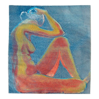 Seated Nude Figure in Red & Blue by Patricia A. Pearce For Sale