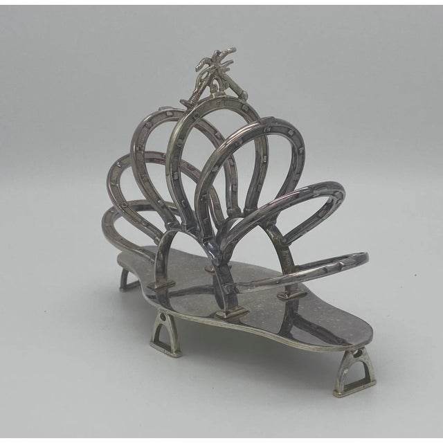 Antique 19th Century Equestrian Silver Toast Caddy For Sale - Image 4 of 6