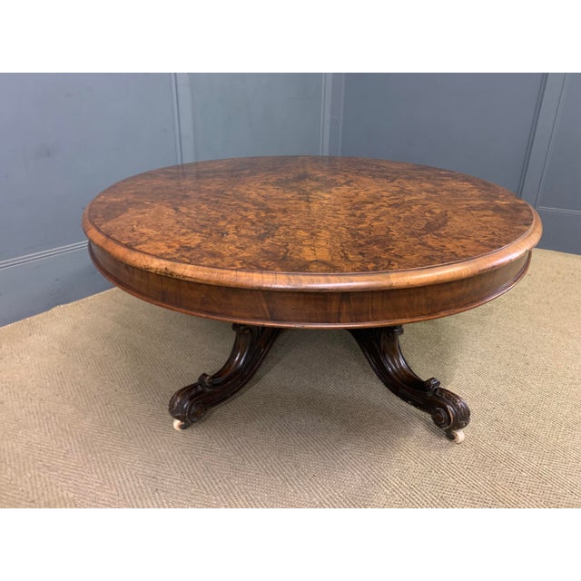 Large Victorian Burr Walnut Coffee Table, 1875 For Sale - Image 4 of 11
