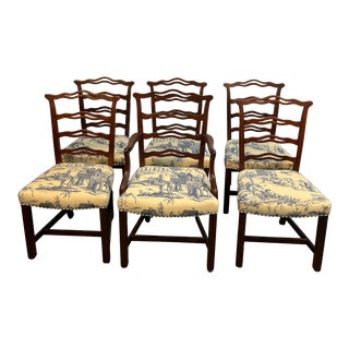 Mid 20th Century Ribbon Back Dining Chairs- Set of 6 For Sale