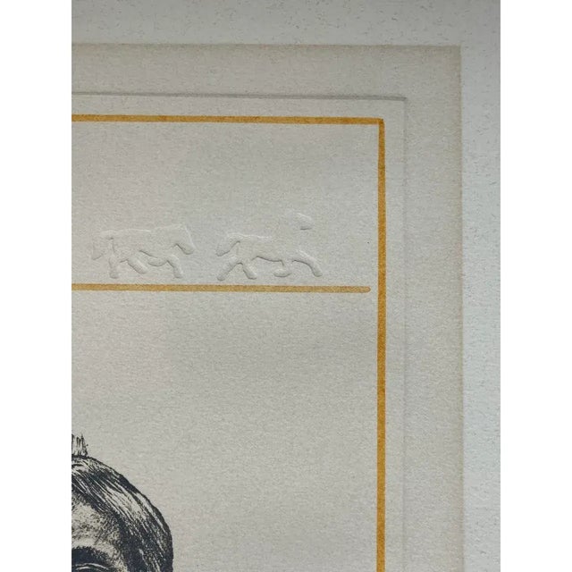 Portraiture Tom Greenwood "Red Cloud" Limited Edition Embossed Lithograph W/ Watercolor c.1989 For Sale - Image 3 of 12