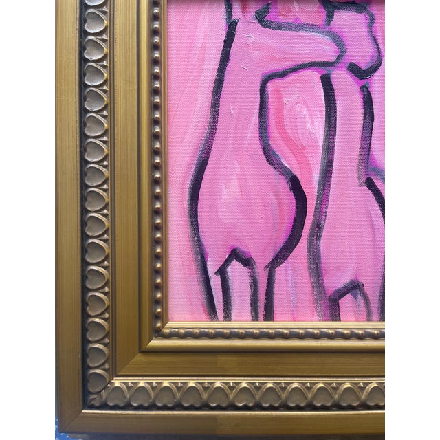 Title: “Watermelon & Fizzy” Framed Abstract Horse Painting in Rosy Pink Medium: Oil on canvas Dimensions: Approx. 8” x 10”...