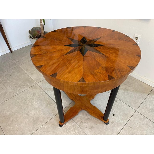 Biedermeier Walnut Round Table For Sale - Image 3 of 12