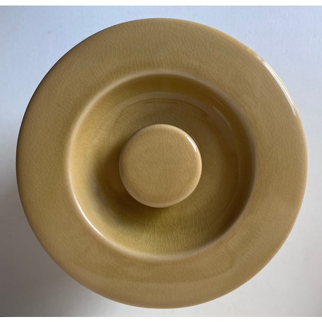 1990s Yellow Ware Blue Banded Canister/Crock For Sale - Image 5 of 7