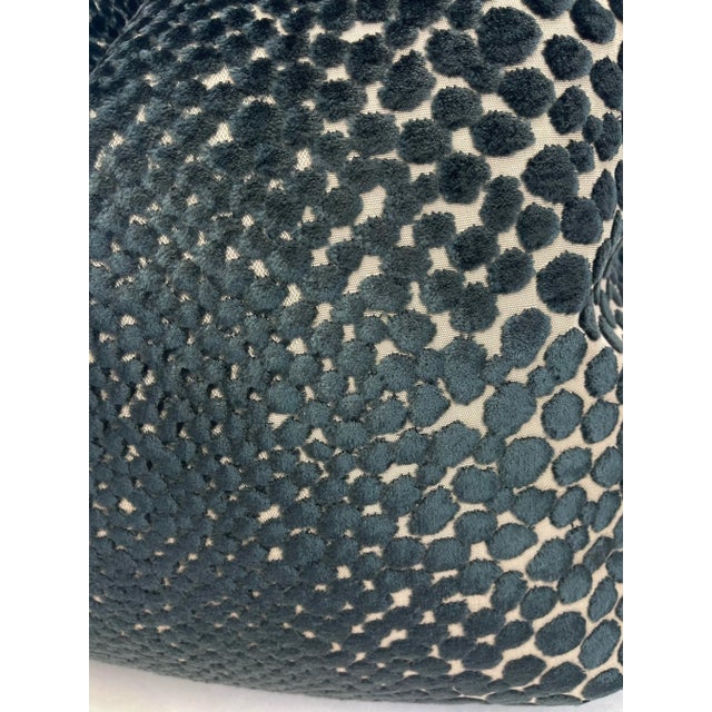 Transitional Dot Cut Velvet in Navy 22" Pillows-A Pair For Sale - Image 3 of 5