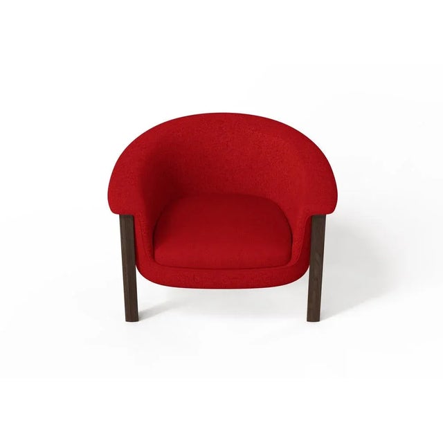 Not Yet Made - Made To Order Modern Agnes Armchair in Walnut and Red Wool Fabric by Javier Gomez For Sale - Image 5 of 8