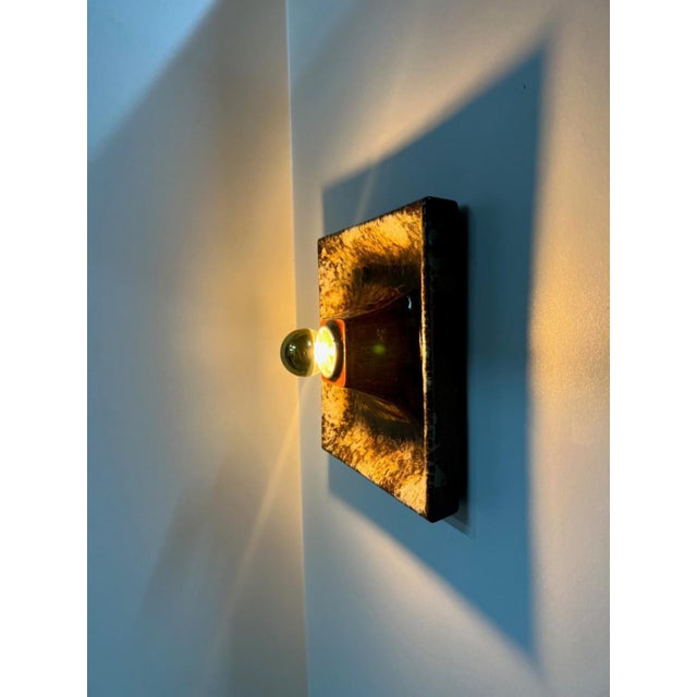 Brown Square Ceramic Wall Lights attributed to Hustadt Keramik, Germany, 1970 For Sale - Image 6 of 16