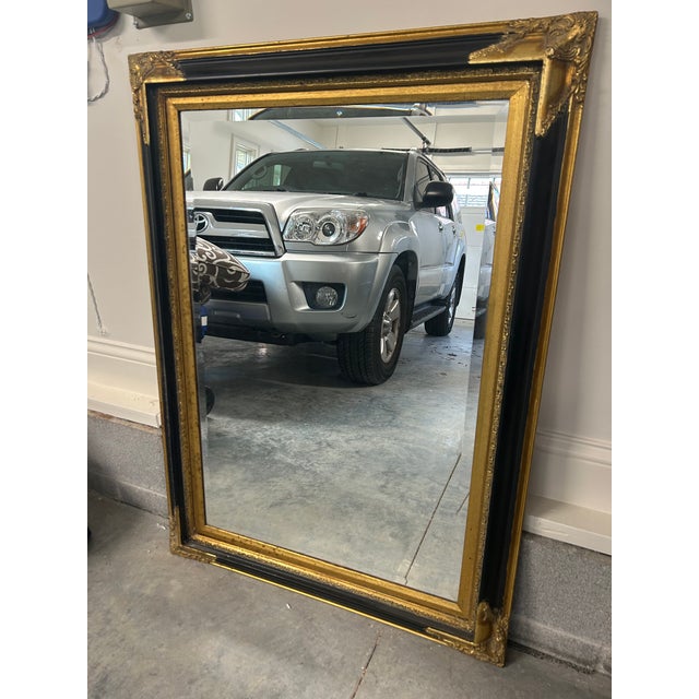 Mid 20th Century Mid 20th Century Regency Gilt and Black Wall Mirror For Sale - Image 5 of 6