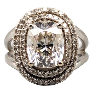 14 Karat Gold Carmosé Ring with Moissanite and Diamonds For Sale