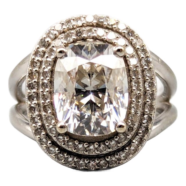 14 Karat Gold Carmosé Ring with Moissanite and Diamonds For Sale