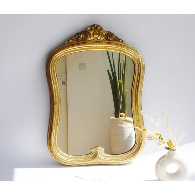 Vintage Italian Gold Gilt Scalloped Mirror, 1920s For Sale - Image 3 of 12