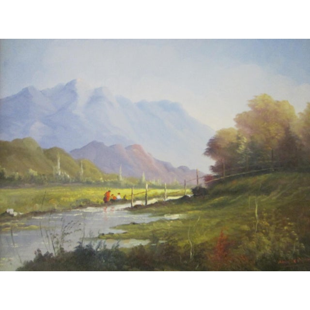 1970s Andres Orpinas Landscape Impressionist Signed Oil on Canvas, Framed For Sale - Image 10 of 10