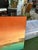 Orange Orange and Turquoise Abstract Style Painting on Canvas For Sale - Image 8 of 10