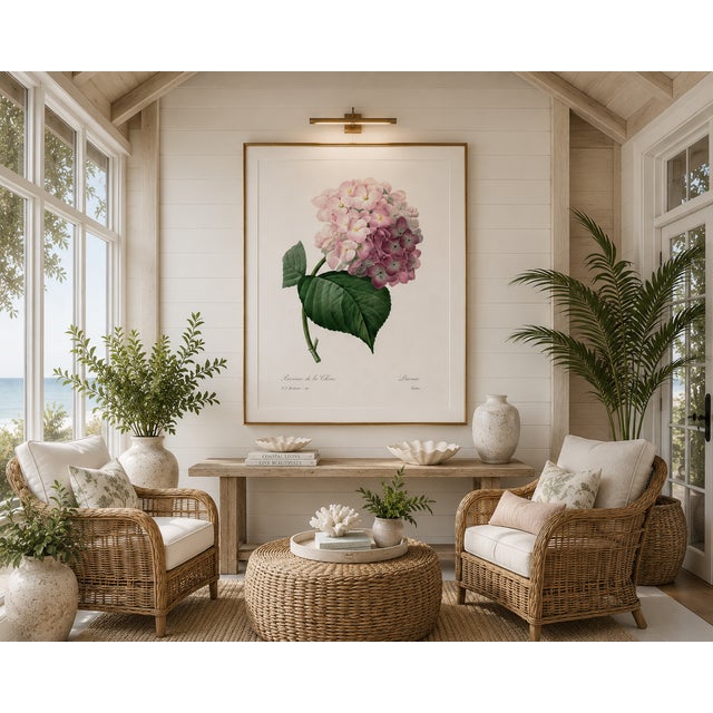 Paper Hydrangea by Pierre-Joseph Redouté, Vintage Botanical Art Print, 30" X 40" For Sale - Image 7 of 9