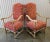 French Pair of French Louis XIII Style Bleached Oak Armchairs in Red Cut Velvet For Sale - Image 3 of 11