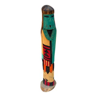 Vintage Signed k.t. Spencer "Cloud Woman" Hand-Carved Wood Kachina Doll - 17.5" For Sale