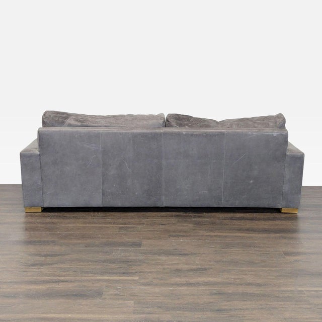 2010s Restoration Hardware Maxwell 3-Seat Modern Gray Leather Sofa For Sale - Image 5 of 8