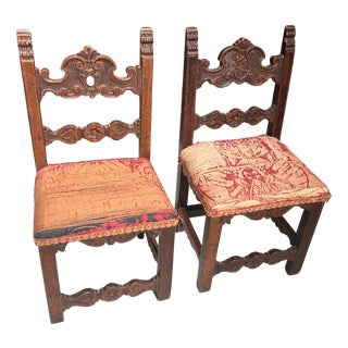 Set of Carved Children's Chairs, 1600s For Sale