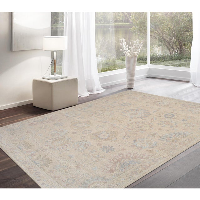 2020s Oushak Wool Beige Area Rug-10' 1'' X 13'11'' For Sale - Image 5 of 5