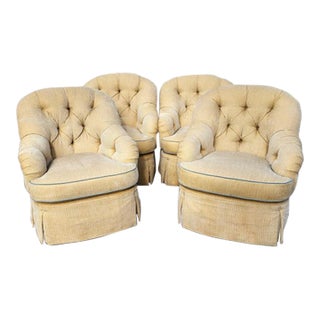 Set of 4 Club Chairs English Oversized by Century Furniture For Sale