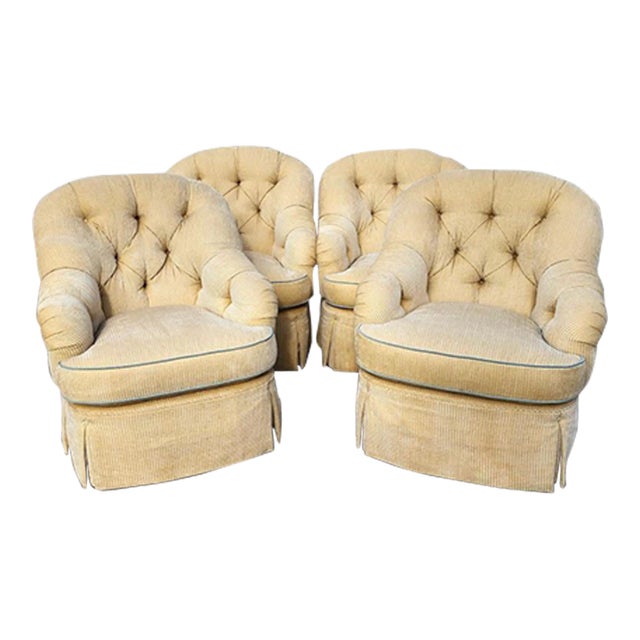 Set of 4 Club Chairs English Oversized by Century Furniture For Sale