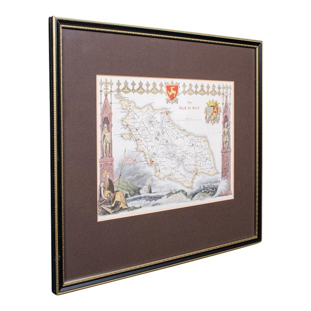 Vintage Isle of Man Map, English, After Thomas Moule, Manx Cartography, Framed For Sale