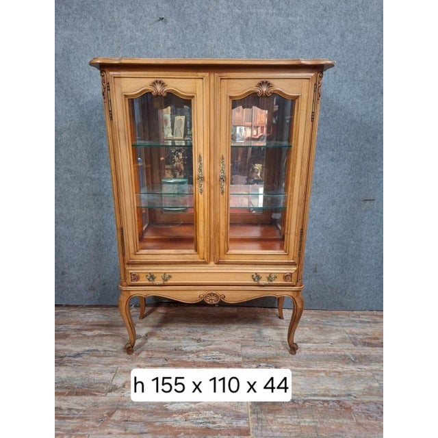 Brown Vintage Louis XV Cherrywood Display Cabinet For Sale - Image 8 of 9