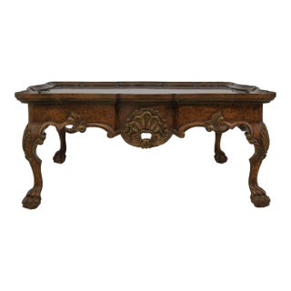 Georgian Carved Walnut Finish Coffee Cocktail Table For Sale