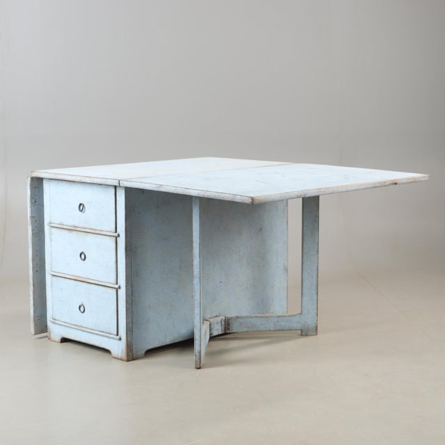 Gustavian (Swedish) Folding Table with Drawers, 1900 For Sale - Image 3 of 11