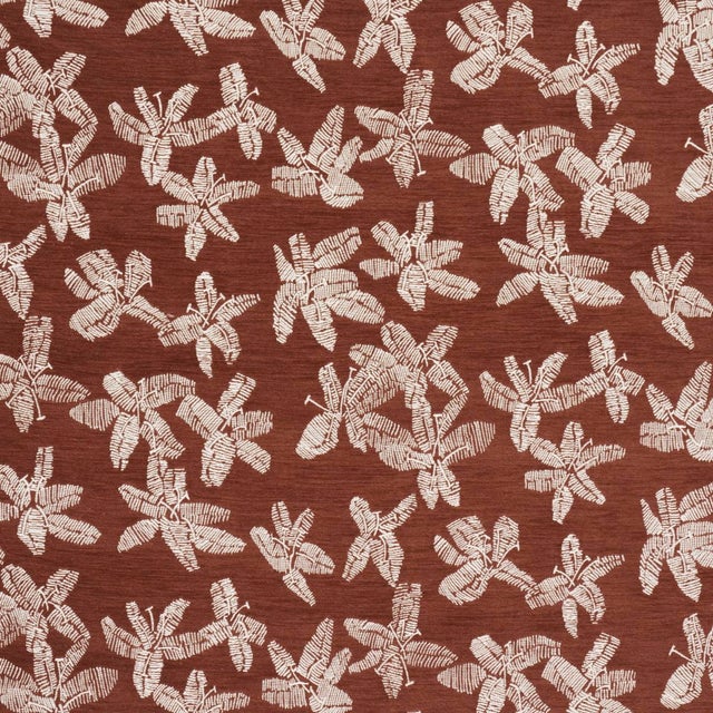 SAMPLE - Schumacher x Caroline Z Hurley Hibiscus Fabric In Teak For Sale