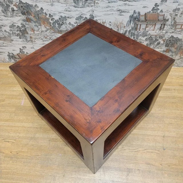 Antique Shanxi Province Elm Side Table With Stone Top For Sale - Image 9 of 10