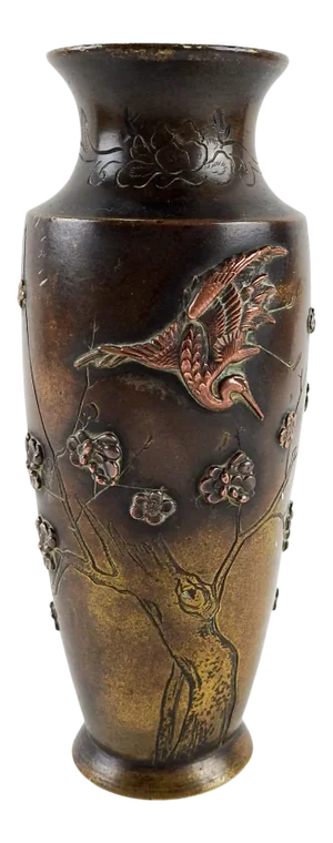 Japanese Bronxe & Copper Mixed Metal Vase
