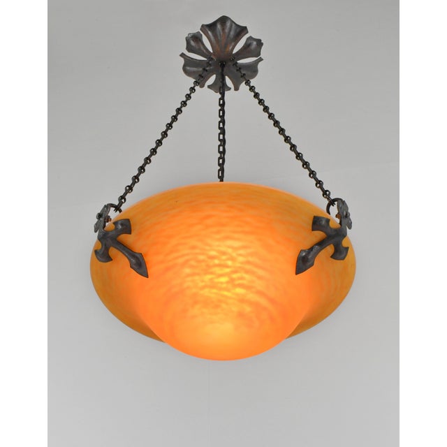 Art Deco French Art Deco Pendant Light by Daum & Majorelle - 1925 Chandelier France For Sale - Image 3 of 13