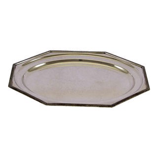 1970’s Vintage/New Silver Octagonal Oval Platter With Gadroon Applied Border For Sale