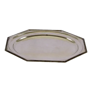 1970’s Vintage/New Silver Octagonal Oval Platter With Gadroon Applied Border