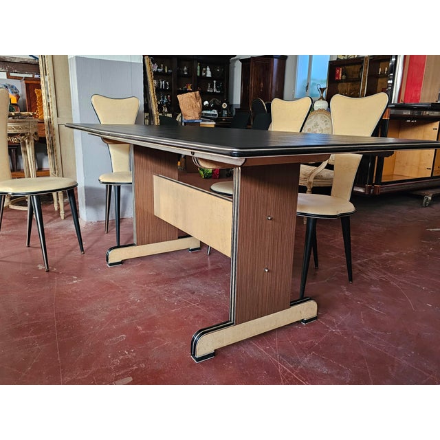 Mid-Century Modern Dining Table and Chairs by Umberto Mascagni, Italy, 1950s, Set of 7 For Sale - Image 3 of 12