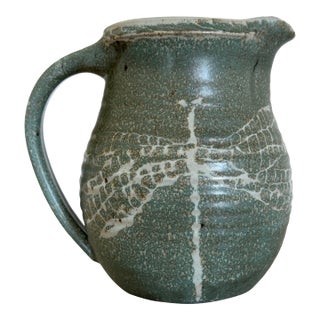 Pottery Pitcher With Dragonfly Glaze, Signed & Dated by Artist, Circa 1990s For Sale