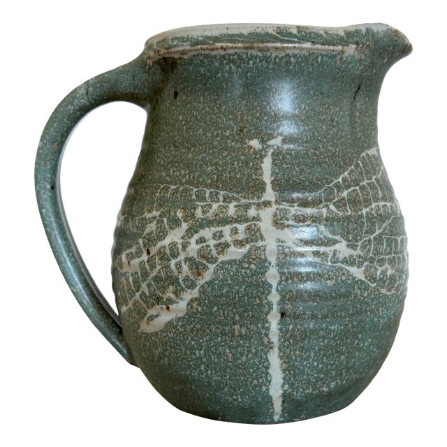 Pottery Pitcher With Dragonfly Glaze, Signed & Dated by Artist, Circa 1990s For Sale