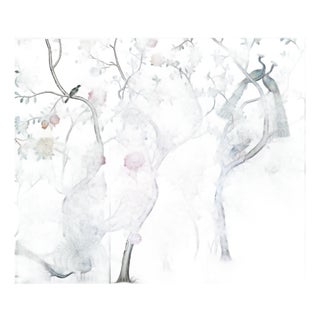 Champagne Gold Leaf Chinoiserie Hand-Painted Peacock & Floral Wall Panels (Set of 3) For Sale