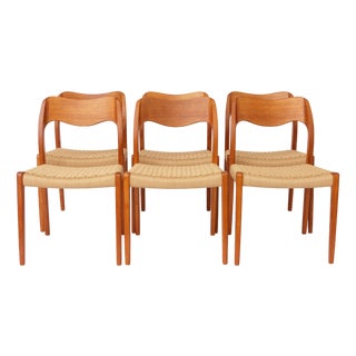 Vintage Danish Model 71 Chairs in Teak by Niels Otto Møller for J.L. Møllers, 1960s, Set of 6 For Sale