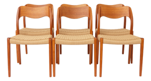 Vintage Danish Model 71 Chairs in Teak by Niels Otto Møller for J.L. Møllers, 1960s, Set of 6