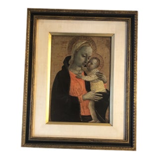 Vintage Classical Madonna & Child Print Vintage Mid Century Modern Original Frame For Sale