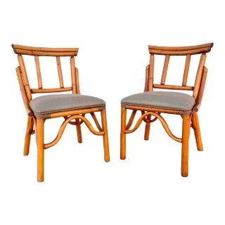 Vintage Ficks Reed Style Rattan Accent Chairs - Pair For Sale