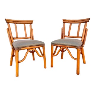 Vintage Ficks Reed Style Rattan Accent Chairs - Pair For Sale