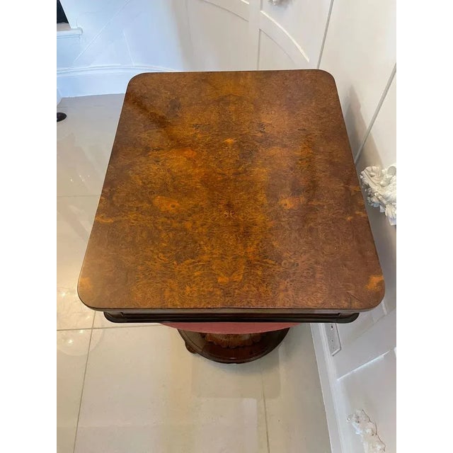 Antique Victorian Burr Walnut Freestanding Sewing Table For Sale - Image 15 of 18