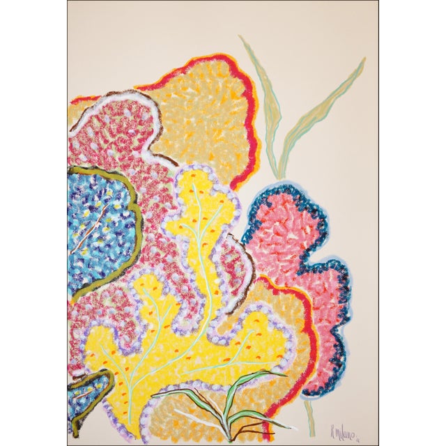 2020s 2025, Large Coastal Triptych, Coral Forest, Organic Forms, Illustration Style Gouache Crayon on Watercolor Paper by Romina Milano For Sale - Image 5 of 11