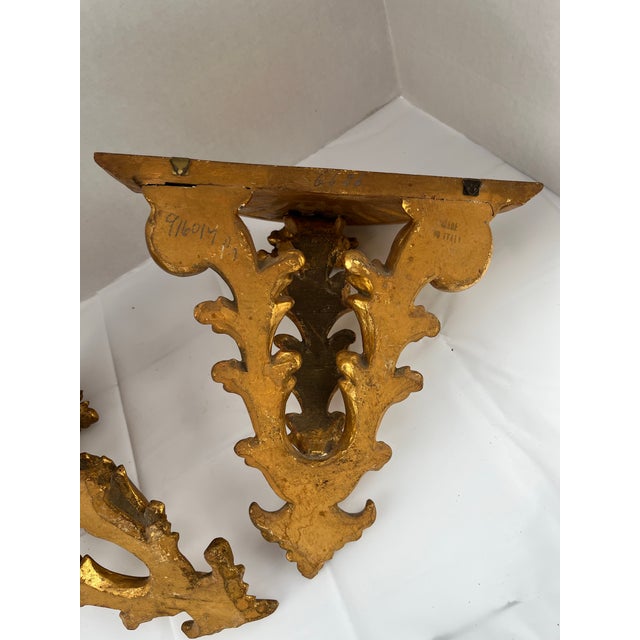 Antique Italian Gilt Wood Wall Brackets a Pair For Sale - Image 9 of 11