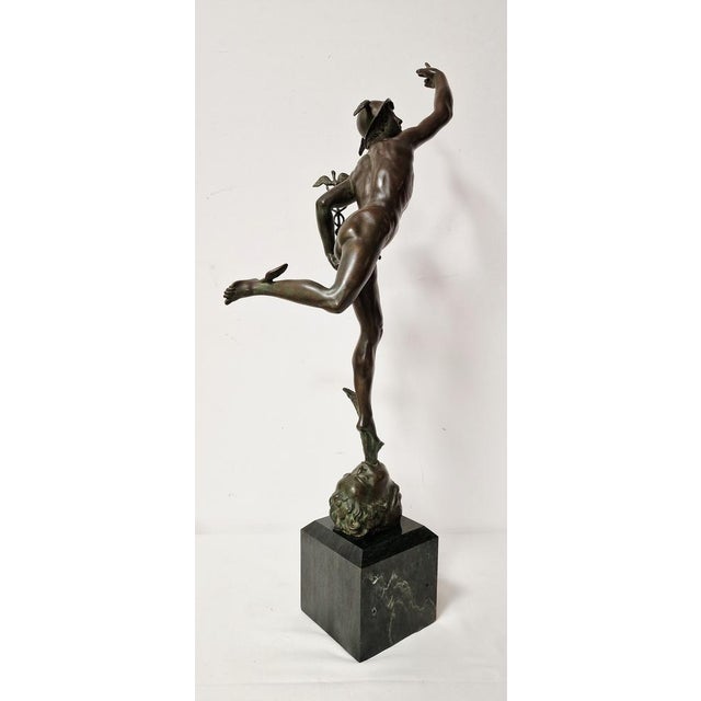 Sculpture Depicting Flying Mercury, Early 20th Century, Bronze on Marble Base For Sale - Image 4 of 14
