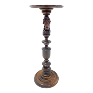 Antique Carved Carytid Face Turned Pedestal
